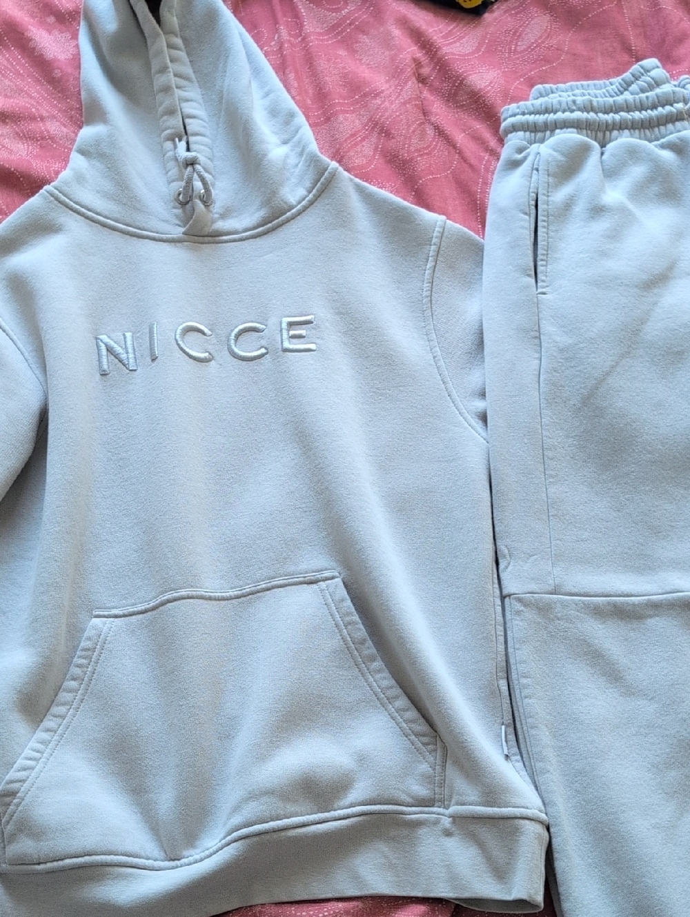 Nicce Pale Blue Embroidered Hoodie & Joggers Set